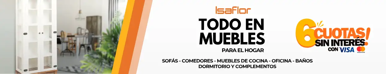 Banner promocional de productos destacados - Pisos, muebles y decoración para el hogar | Isaflor Valdivia