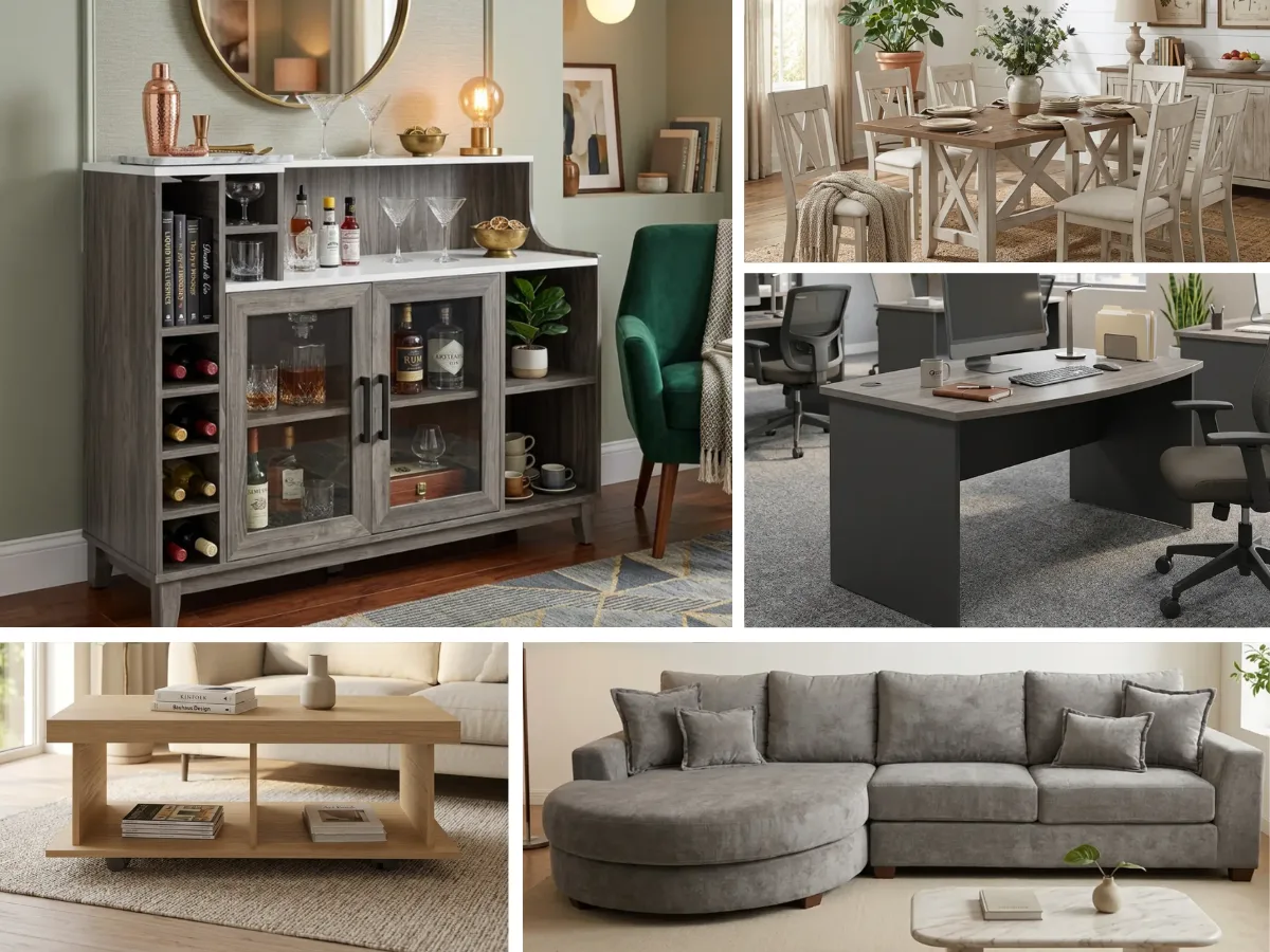 Muebles de cocina, living, mesa, comedores, oficina y bar