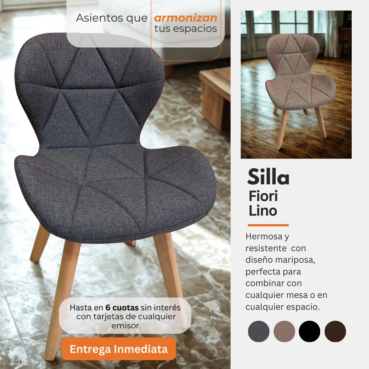 Silla Fiori Lino - Muebles de diseño para tu hogar | Isaflor