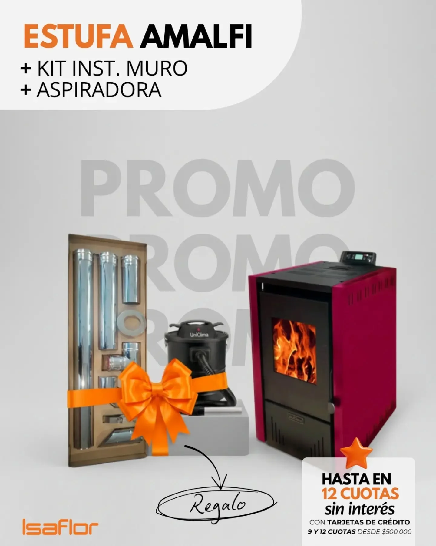 #PROMOINVIERNO?❄️ Tu estufa a pellet modelo Amalfi o Karina va con regalo ??.