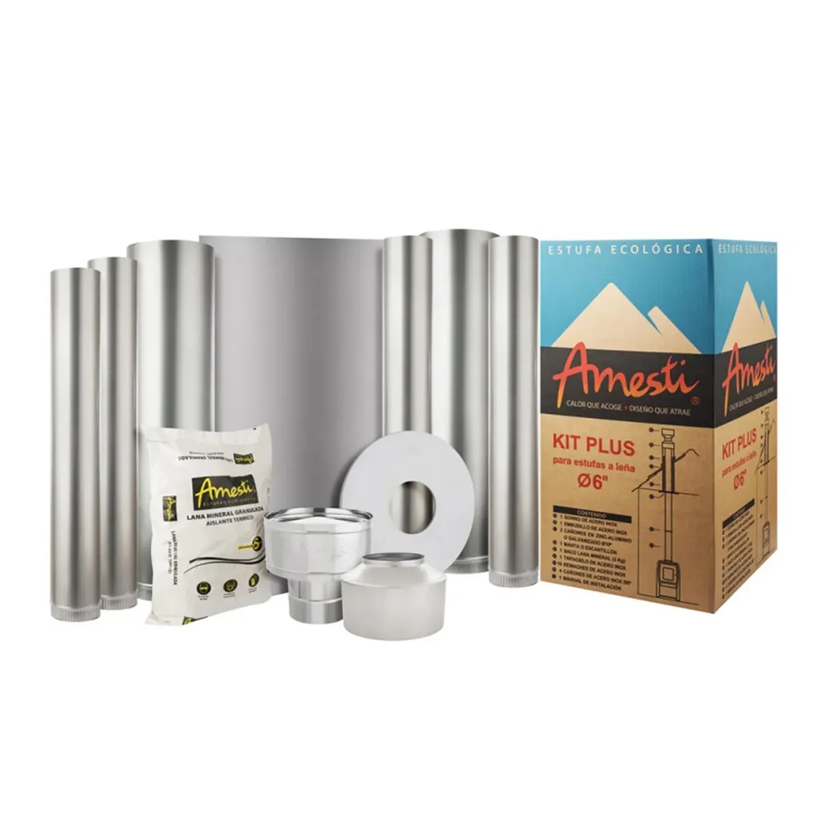 KIT DE CAÑONES C/LENTA TECHO ACERO INOX 6"