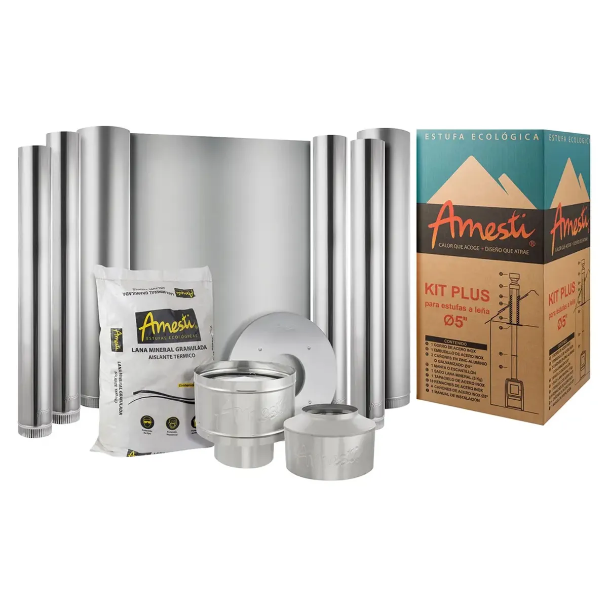 KIT DE CAÑONES C/LENTA TECHO ACERO INOX 5"