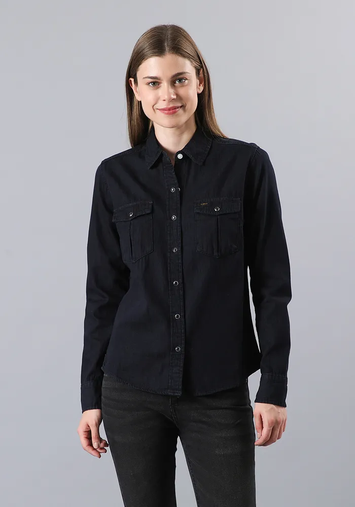 CAMISA MUJER REGULAR WESTERN BLACK WASHED