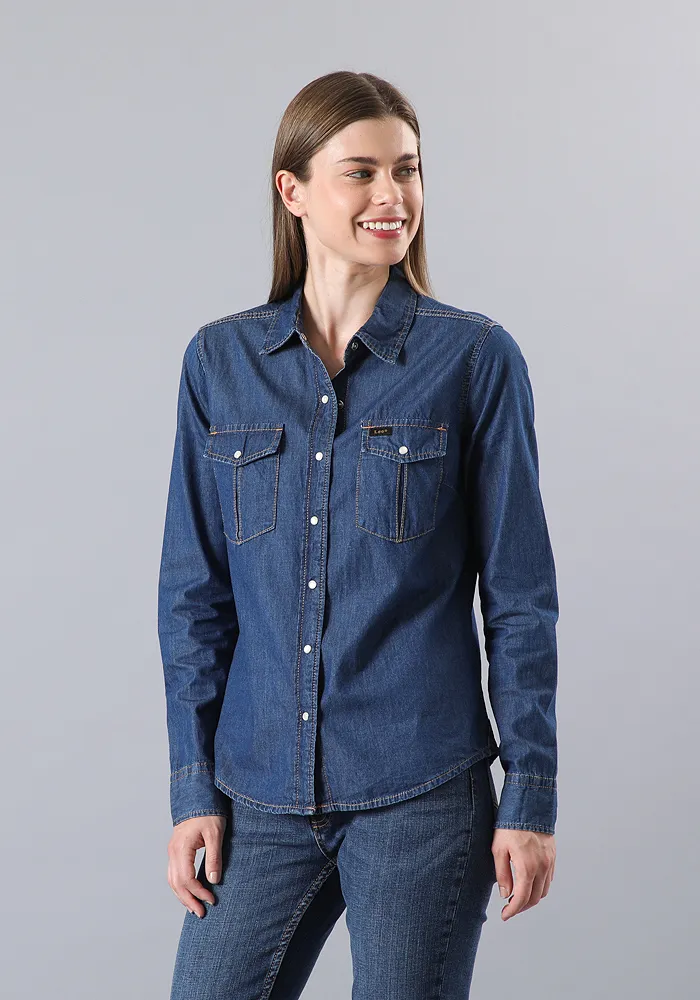 CAMISA MUJER REGULAR WESTERN BLUE WASH