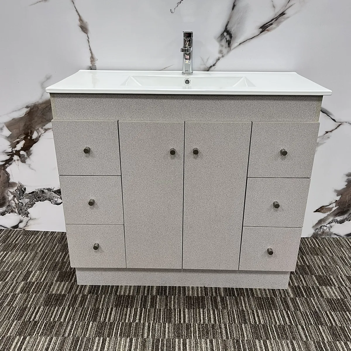 VANITORIO C/LOZA 2 PUERTAS 6 CAJONES 100CM