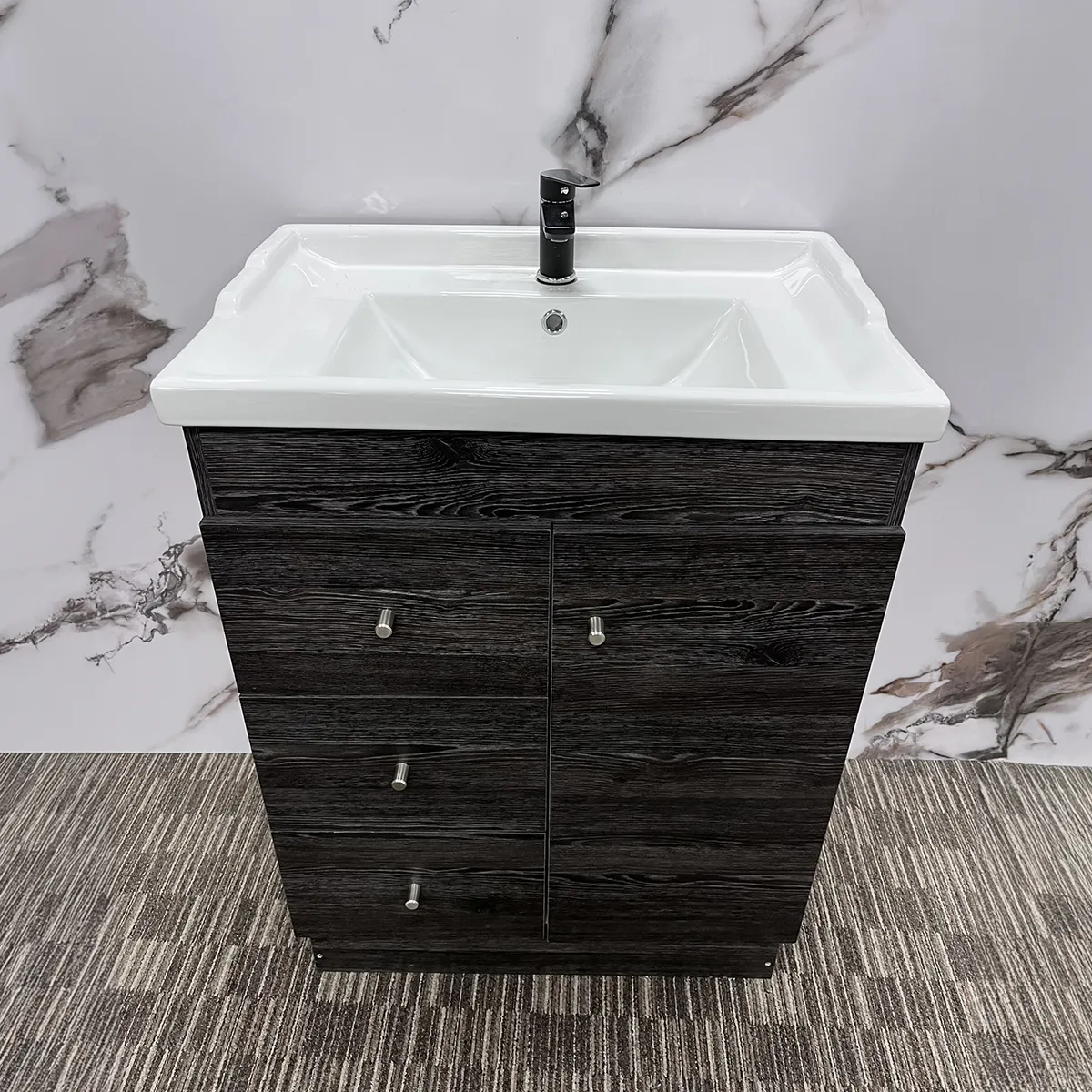 VANITORIO C/LOZA RECTO 1 PUERTA 3 CAJONES 70 CM