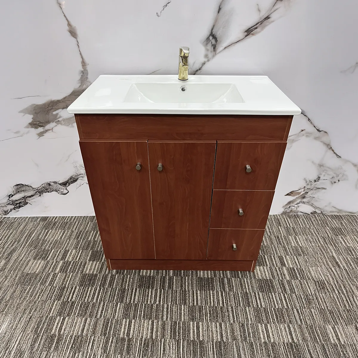 VANITORIO C/LOZA 2 PUERTAS 3 CAJONES 80CM