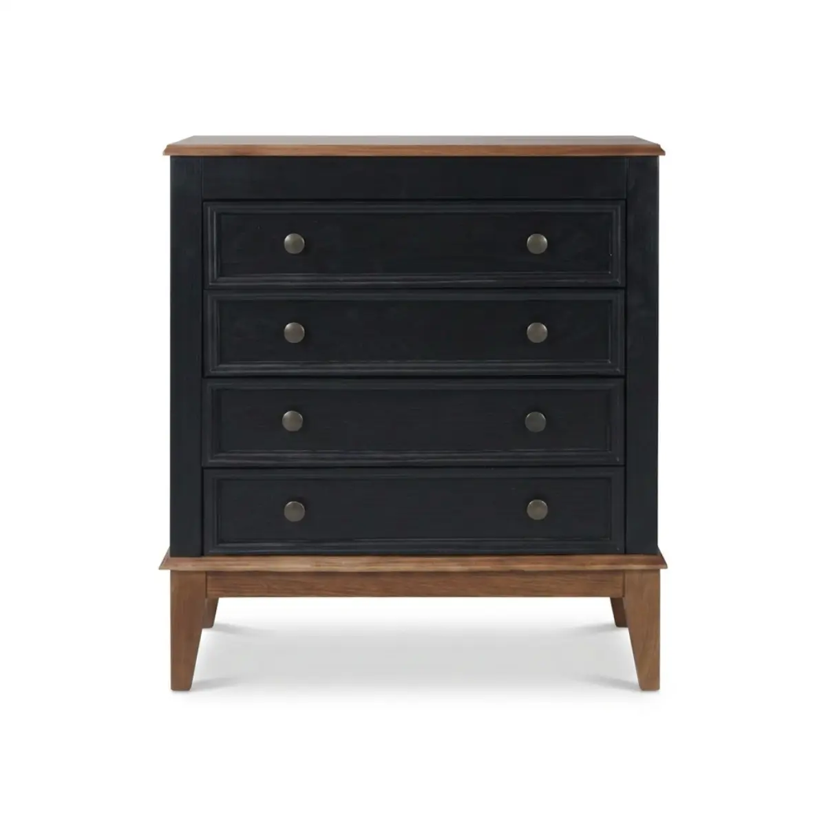 COMODA MADERA PINO 4 CAJONES NEGRO