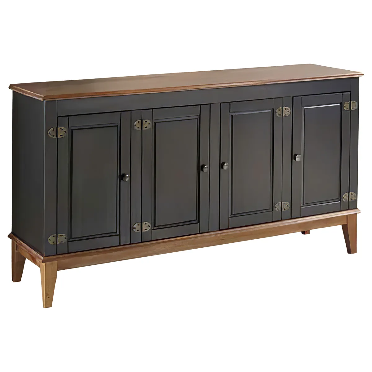 BUFFET MADERA PINO 4 PUERTAS NEGRO