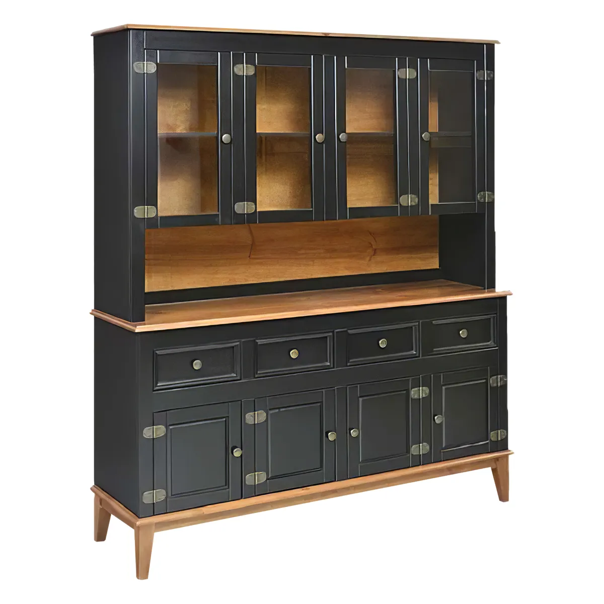 ESTANTE MADERA PINO 8 PUERTAS 4 CAJONES NEGRO