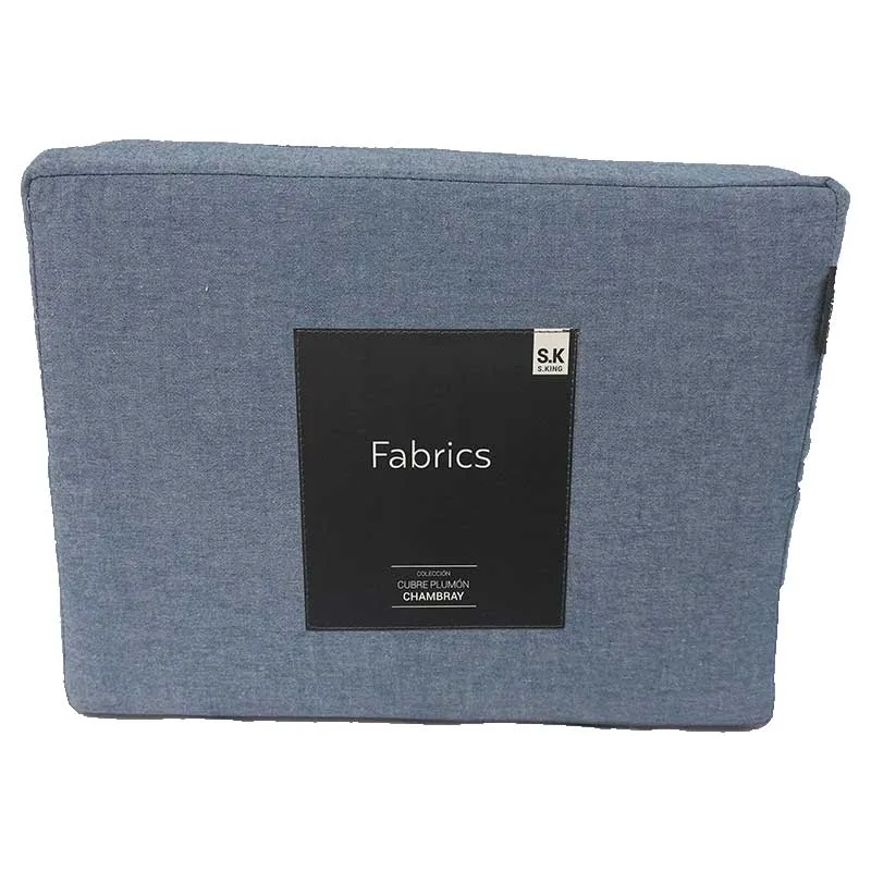CUBRE PLUMON ALG CHAMBRAY KING AZUL