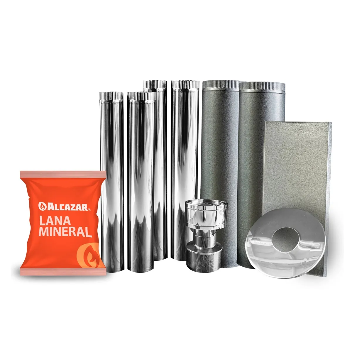 KIT DE CAÑONES C/LENTA TECHO ACERO INOX 6"
