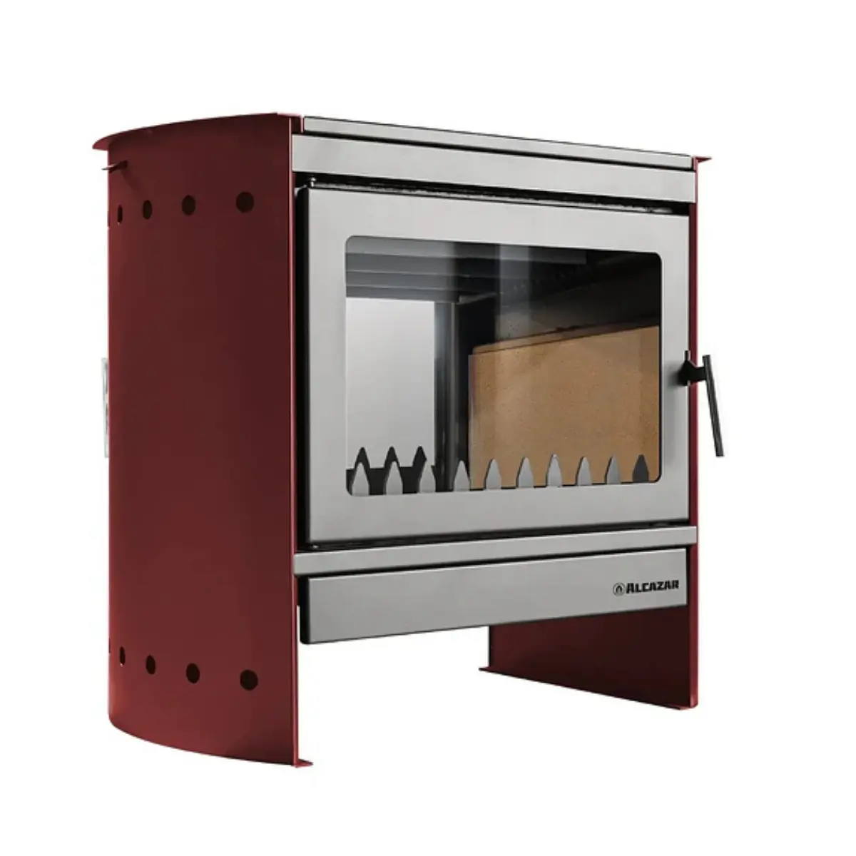 ESTUFA A LEÑA DE COMBUSTIÓN LENTA TIROLESA DOBLE CARA BURDEO